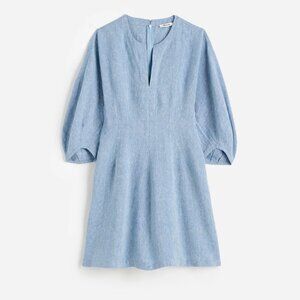 Excellent Condition Madewell Splitneck Mini Dress in 100% Linen Sz 4